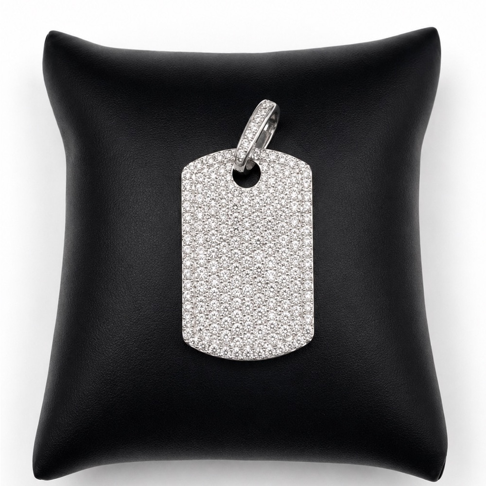 925 Sterling Silver 2.80CT MOISSANITE Dog Tag Men’s Pendant